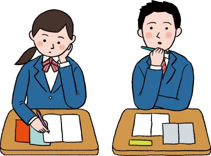 授業中の生徒2人のイラスト